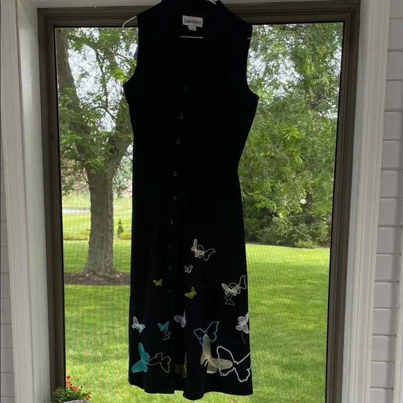 Danny & Nicole | Dresses | Danny Nicole Black Midi Dress With Butterfly  Accents | Poshmark